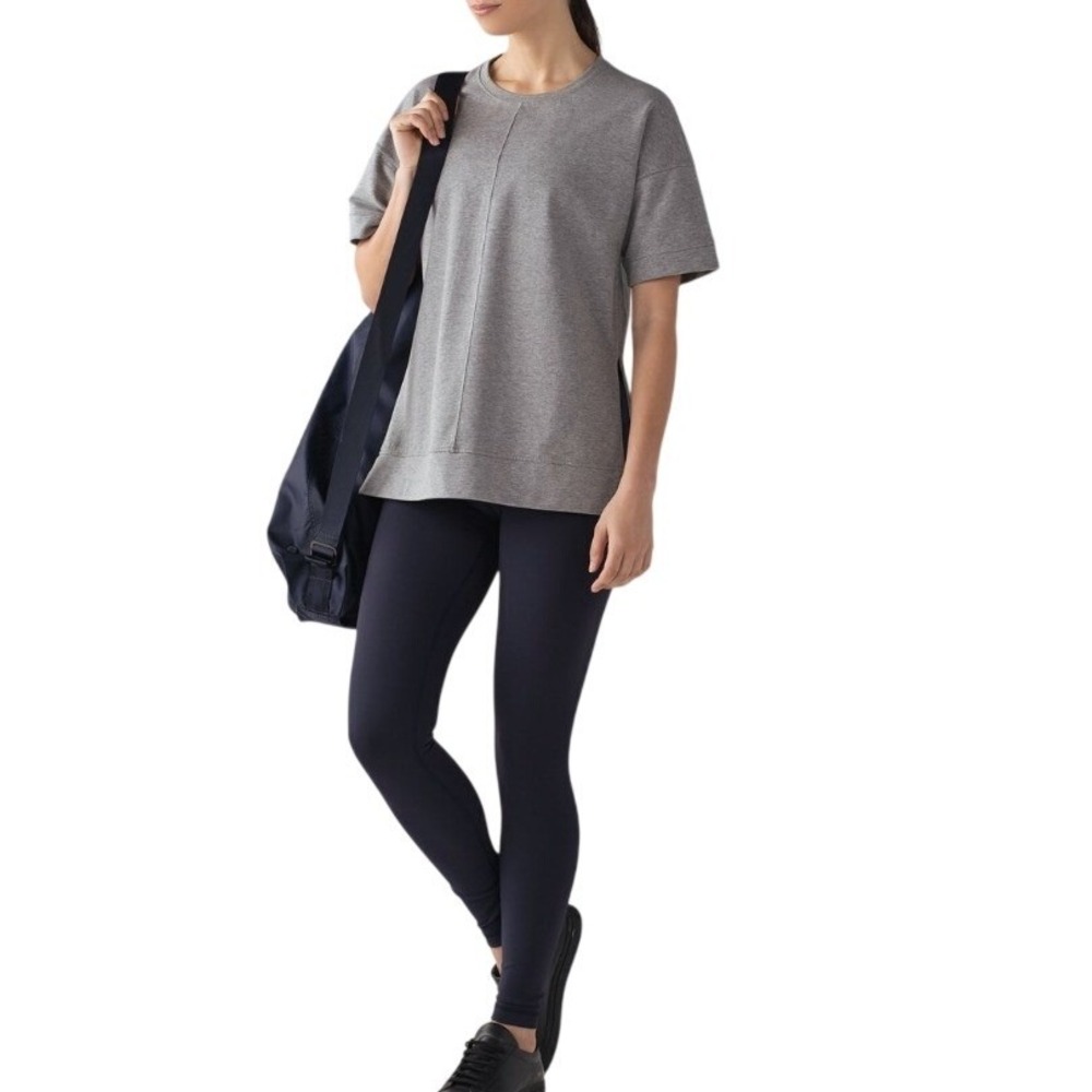 LULULEMON Cut Above Tee Heathered Medium Grey Side-Slit Tunic Top Size 6